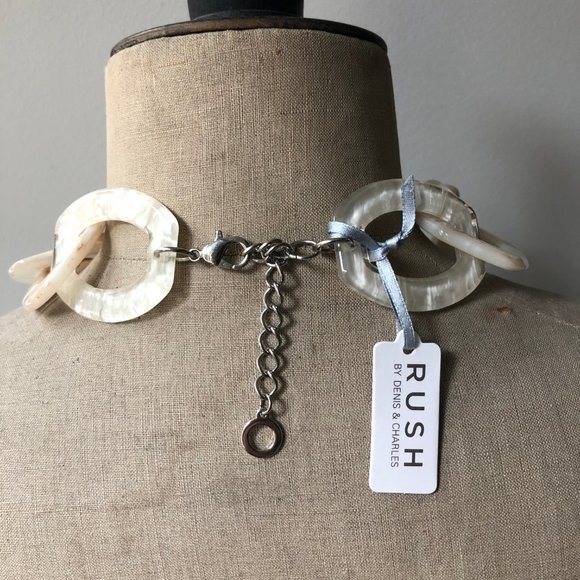 RUSH Ivory + Silver Choker Necklace - Picture 3 of 4
